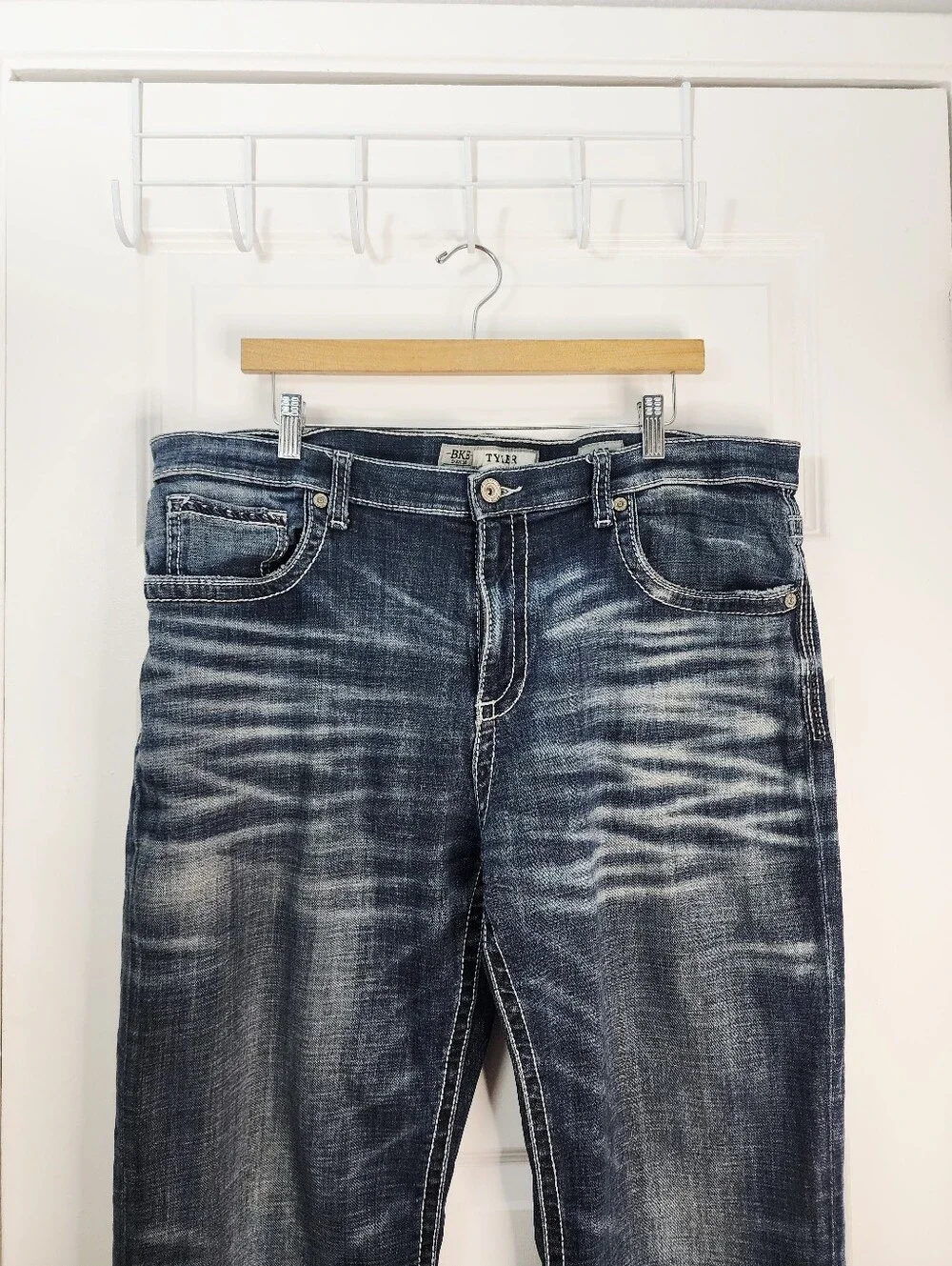 BKE Men’s Bootcut Jeans in Dark Blue Fade Size 40L